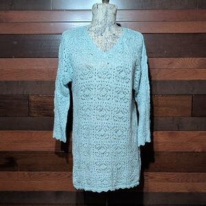 Modern Soul Soft Blue Mesh Knit Top